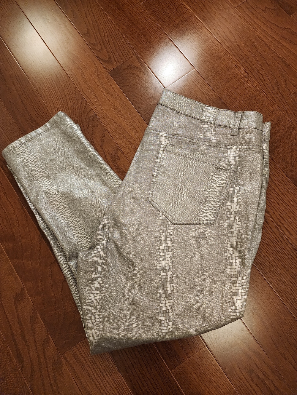 Diane Gilman Metallic Silver Skinny Jeans